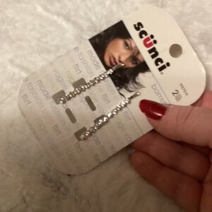 Rhinestone Sparkle Silver Tone Barrettes - 2 piece in set